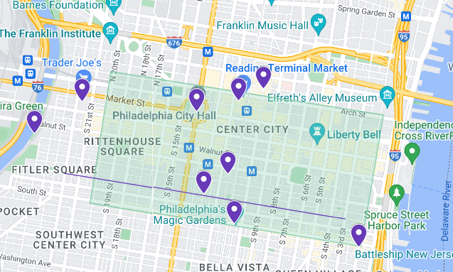A map of Philadelphia attractions